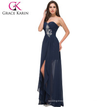 Grace Karin trägerlosen Schatz Chiffon lange Navy Blue Günstige Abendkleider Made in China CL3443-1